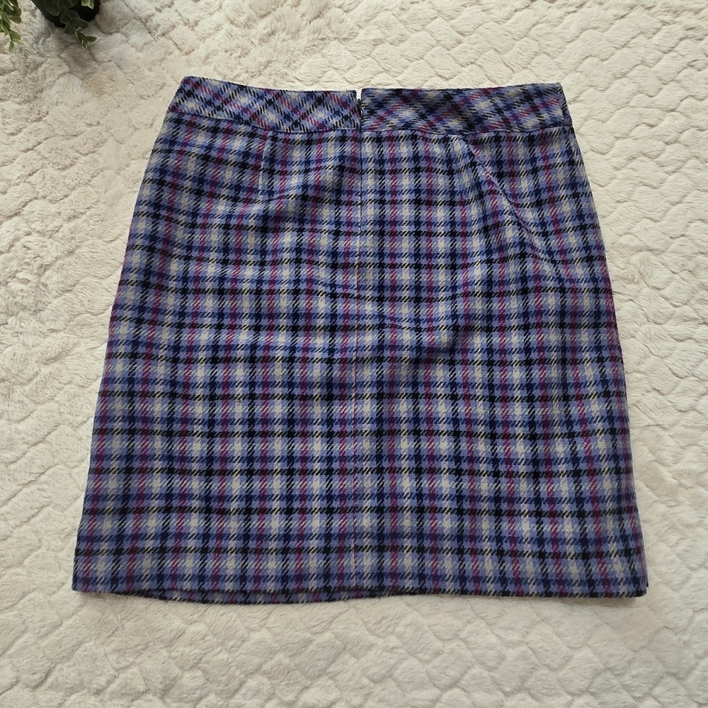 Talbots Petites Purple Plaid and Houndstooth Straight Skirt, Size 12P - Picture 5 of 7